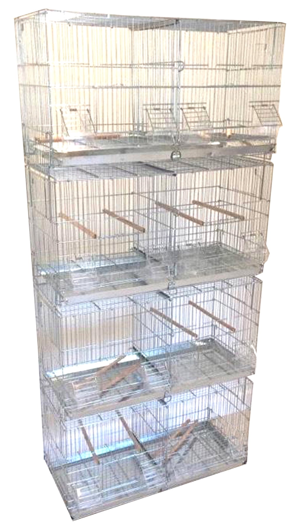 LARGE 4 of Stainless Galvanized Stackable Double Breeding Breeder Flight Bird Cage with Center Dividers Side Breeding Nest Doors Quail Lovebirds Aviaries Canaries Finches