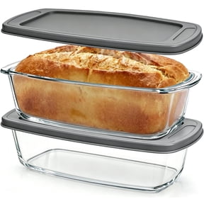 TINANA Glass Loaf Pans with Lids, 2 Pack 1.9 Qt Bread Pans for Baking, Oven Dishwasher Freezer Microwave Safe