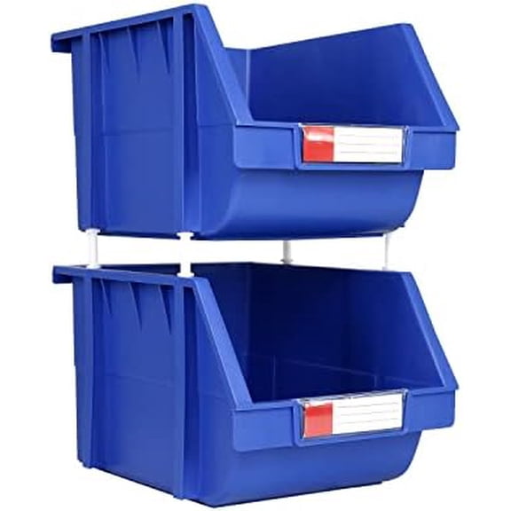 LARGE 8.4" X 11" X 6.9" BLUE Heavy duty thermoplastic storage bin organizer, Stackable, Hangable, Side-connect (2 PACK) Great for warehouses, garages and more!$$Home Decor, Kitchen, & Other