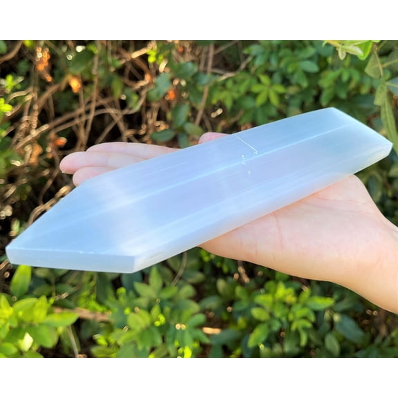 LARGE 8" Polished Selenite Charging Station With Point, Crystal Selenite Plate
