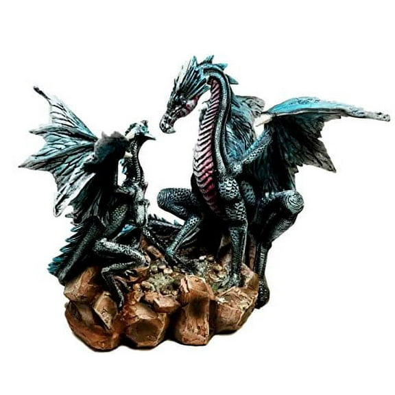 LARGE ANCIENT VOLVAGIA DRAGON FAMILY UNIT SCULPTURE COLLECTIBLE FIGURINE