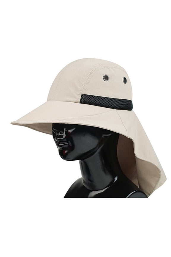 LARGE BILL FLAP CAP W/MOISTURE WICKING SWEATBAND - Khaki