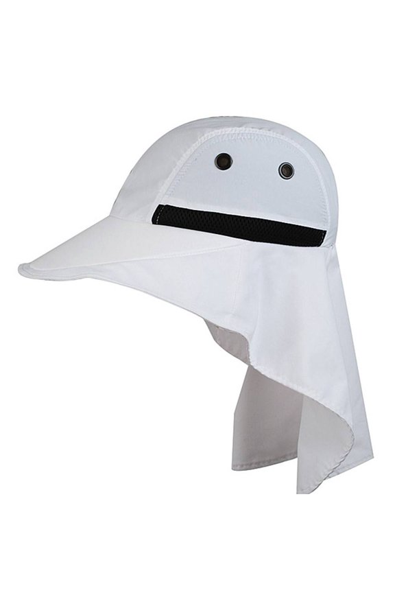 LARGE BILL FLAP CAP W/MOISTURE WICKING SWEATBAND - White