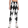 thumbnail image 1 of LARGE BLACK AND WHITE HARLEQUIN- DIAMOND- ARGYLEPATTERN DESIGNED FOR HOME DECOR AND CLOING Leggings Golf wear Womens Leggings, 1 of 6