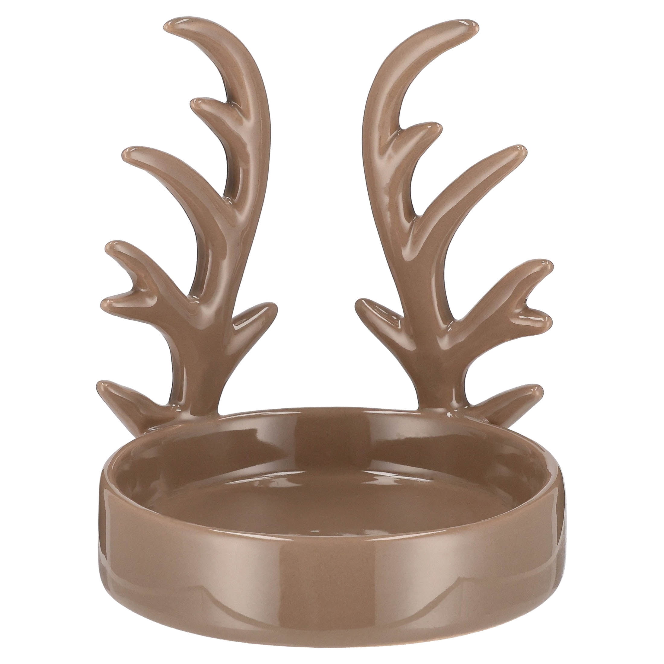 Large Brown Stoneware Antler Christmas Candle Holder, 5.3", by Holiday Time
