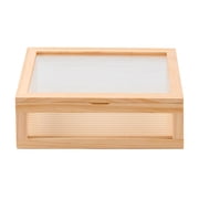 Hello Hobby Large Clear Box, Ripple Acrylic Storage Box with Wood Frame, W 12"x H 4.1"x D 8.98"
