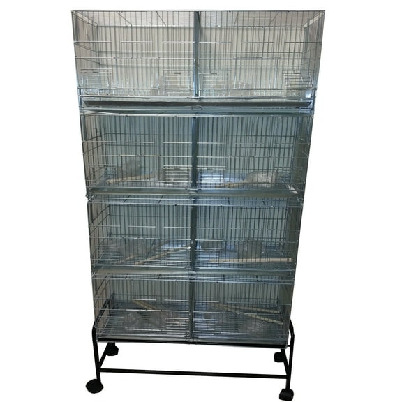 LARGE Combo-4 of Stainless Galvanized Zinc Plated Stack & Lock Double Breeding Breeder Flight Bird Cage Center Dividers Side Breeding Nest Doors With Rolling Stand