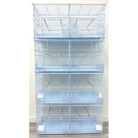 LARGE Combo-4 of White Stack & Lock Double Breeding Breeder Flight Bird Cage with Center Dividers Side Breeding Nest Box Doors Quail Aviary Canary Finches