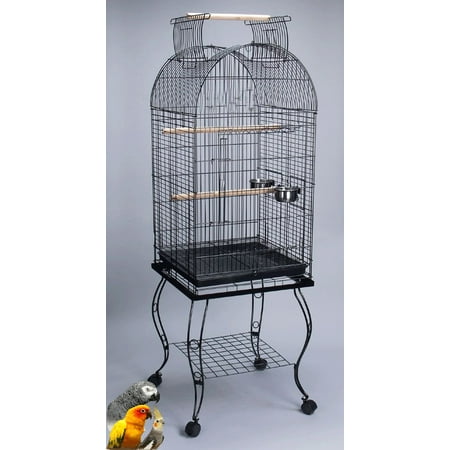 LARGE Deluxe 64-Inch Open Dome Top Bird Parrot Home Cage with Removable Rolling Standing for Cockatiels Sun Conures Parakeets Conures Quaker Green Cheek