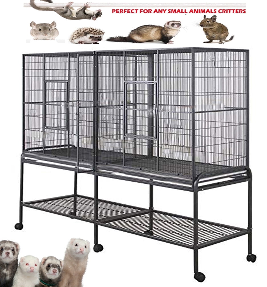 LARGE Double 3-Tiers Center Divider Small Animals Critters Habitat Cage With Tight 1/2-inch Wire Spacing for Guinea Pig Ferret Chinchilla Sugar Glider Rats Mice