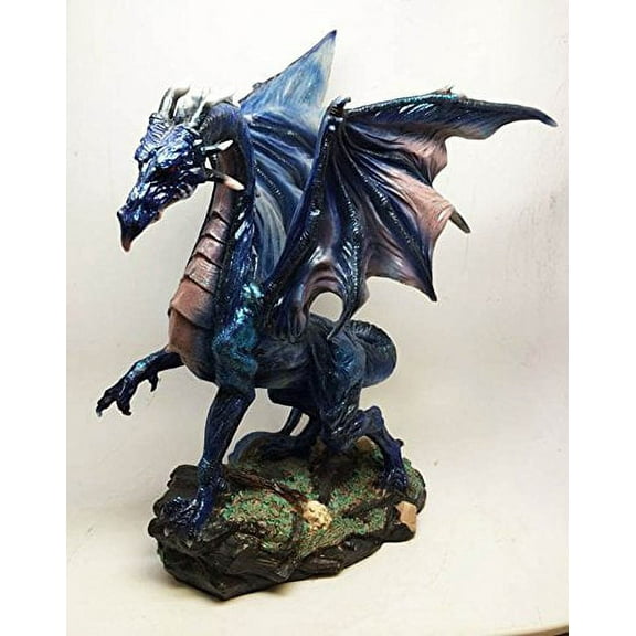 LARGE FANTASY MIDNIGHT MOON SHADE NIGHTFALL DRAGON SCULPTURE PREHISTORIC STATUE