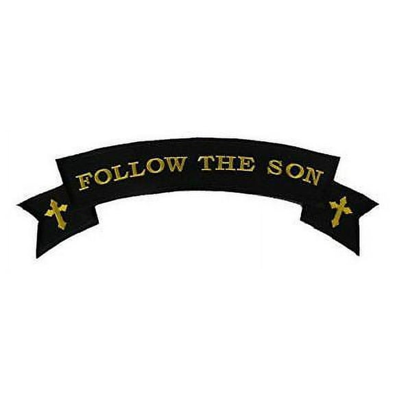 LARGE FOLLOW THE SON TOP ROCKER BACK PATCH BIKER JESUS CROSS CHRISTIAN