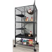 LARGE Dexlue Full Double Unit Two Story Small Animal Critter Rolling Cage Ferret Habitat Mouse Rat Gerbil Home Guinea Pig House Tight 1/2-inch Wire Spacing Chinchilla Sugar Glider Hedgehog