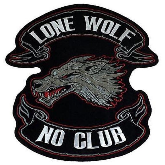 LARGE LONE WOLF NO CLUB BACK PATCH MC MOTORCYCLE BIKER REBEL INDEPENDENT FREE
