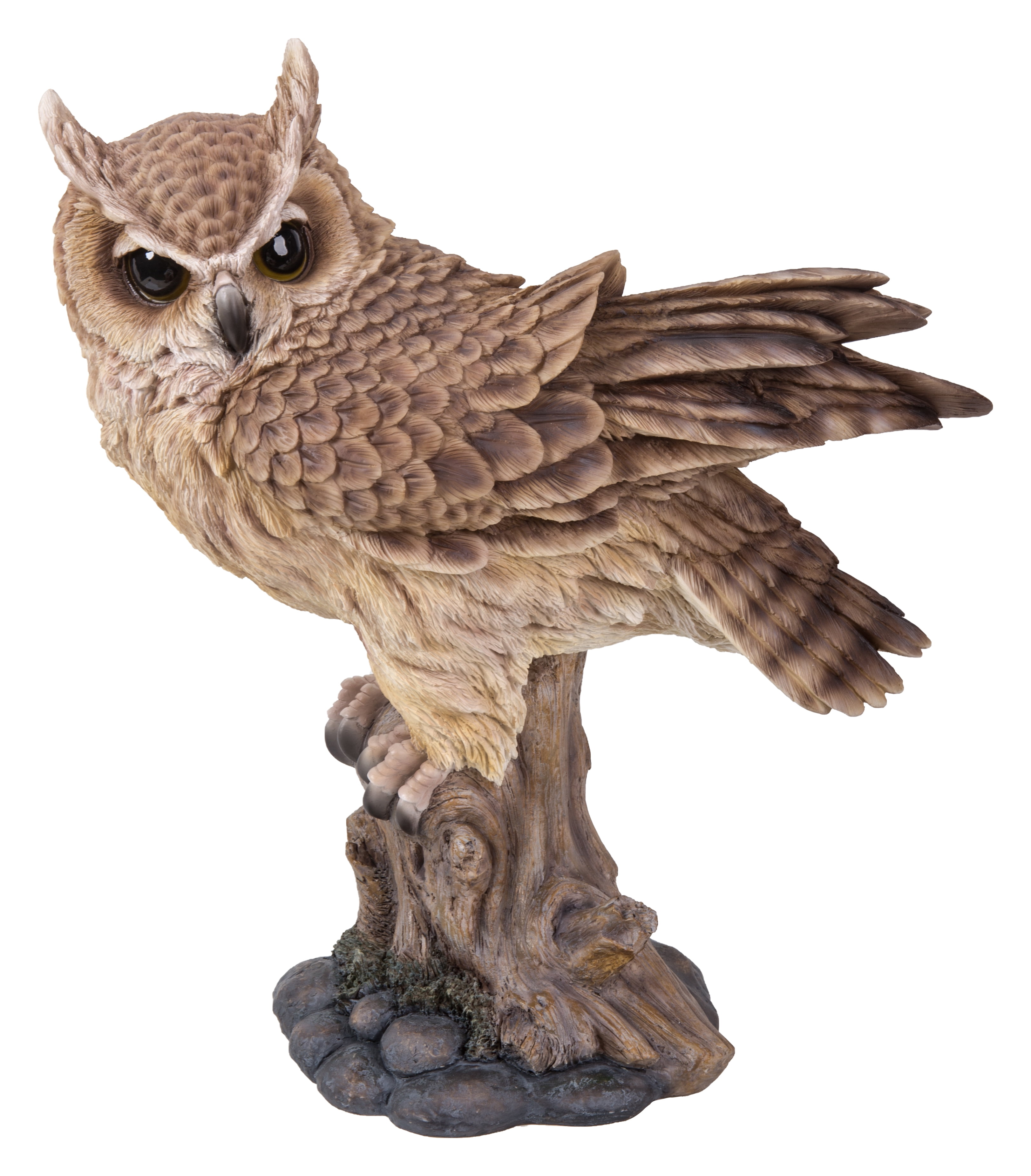 LARGE LONG EARED OWL ON STUMP WITH FLUFFED FEATHERS - Walmart.com