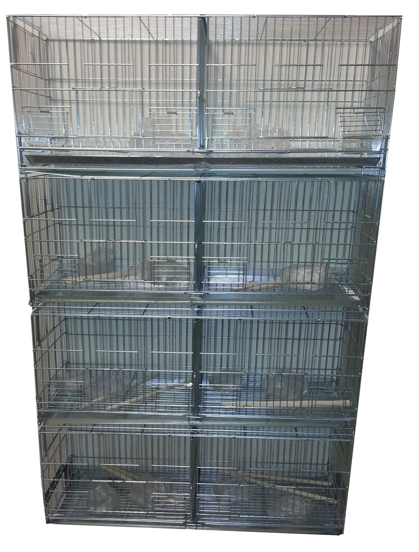 Large Lot Of 4 Galvanized Zinc Stack And Lock Double Breeding Breeder Flight Bird Cage With Center 