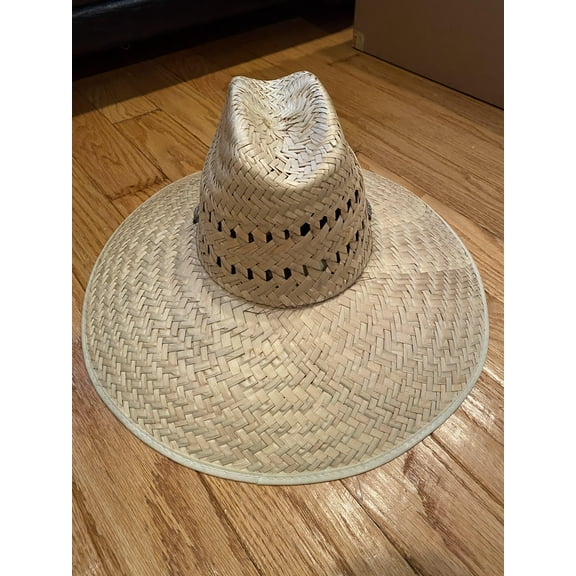 LARGE NATURAL Straw Summer HAT BEACH GARDENING FISHING Hiking Concho 078