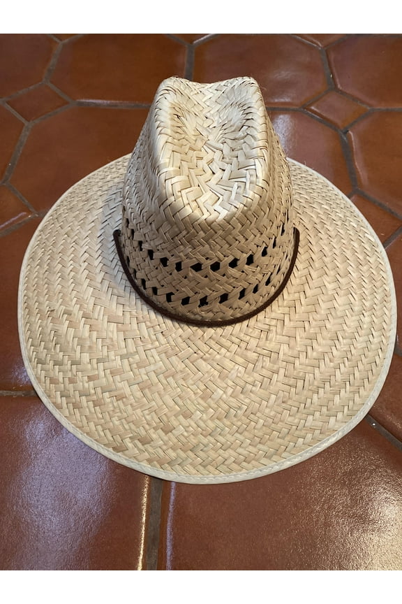 LARGE NATURAL Straw Summer HAT BEACH GARDENING Wide Brim Pescador Made in Mexico Hiking