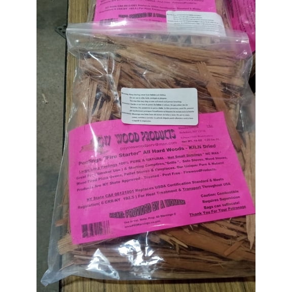 Large "Peelings Fire-Starter" 100% Pure & Natural ( No Wax ) Not Small Shavings. We use Mixed Hardwoods a lot of Cherry