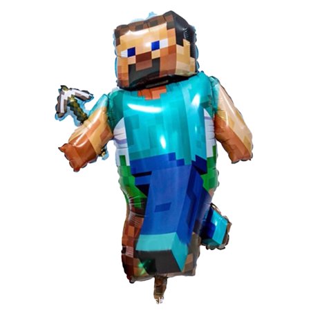 LARGE Pixel Mining Balloons 36 INCH Pixel Style Gamer Party Supplies Minecraft Balloons Birthday Party Balloons