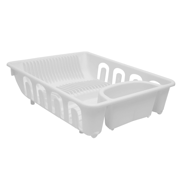 Home Logic 2-in-1 Plastic Dish Drainer, No Drainboard Required, White, Set of 4