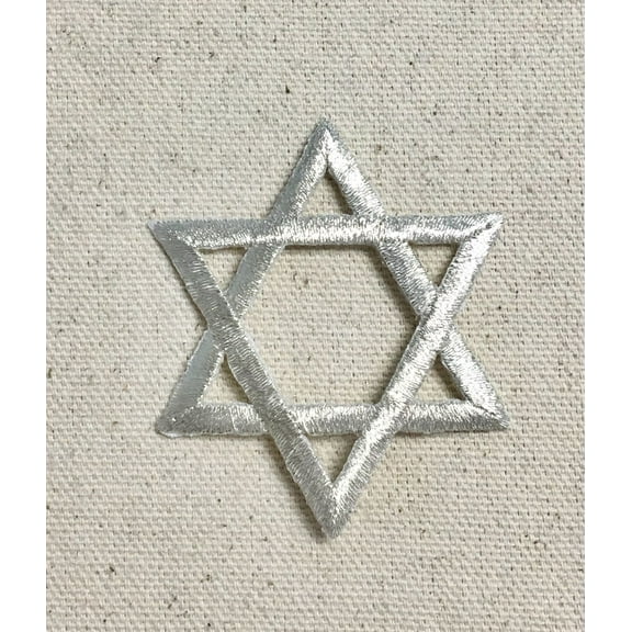 LARGE - Silver - Hannukah - Jewish Star of David - Iron on Applique/Embroidered Patch