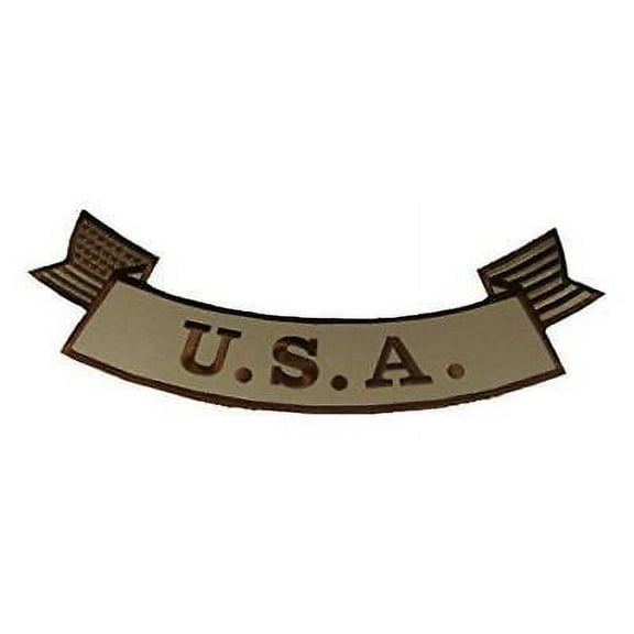LARGE USA LOWER ROCKER DESERT TAN BACK JACKET VEST PATCH BIKER VETERAN PATRIOTIC