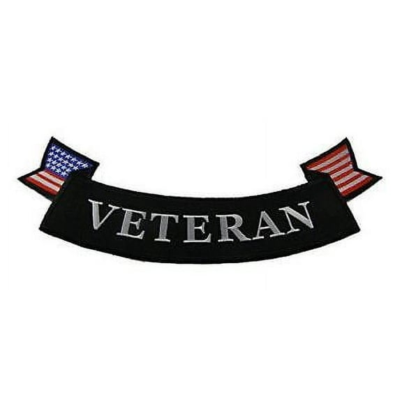 LARGE VETERAN BOTTOM ROCKER BACK PATCH BIKER VEST CUT SERVICE MILITARY