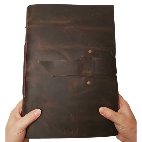 LARGE Vintage Leather Journal Diary Sketchbook Notebook Rustic Old World Style