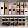 thumbnail image 1 of LARGEST Set of 52 Pc Food Storage Containers (26 Container Set) Shazo Airtight Dry Food Space Saver w Interchangeable Lid, 14 Measuring Cups + Spoons, Labels + Marker - One Lid Fits All - Reusable, 1 of 7