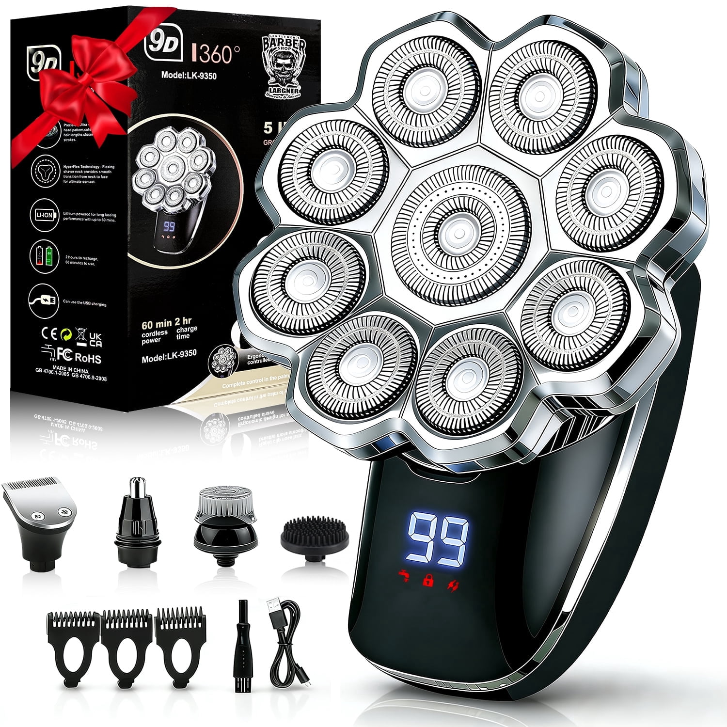 Signed A Razer Note LARGNER 9D Electric Head Shaver for Bald Men, 5-in-1 Wet/Dry Cordless ...