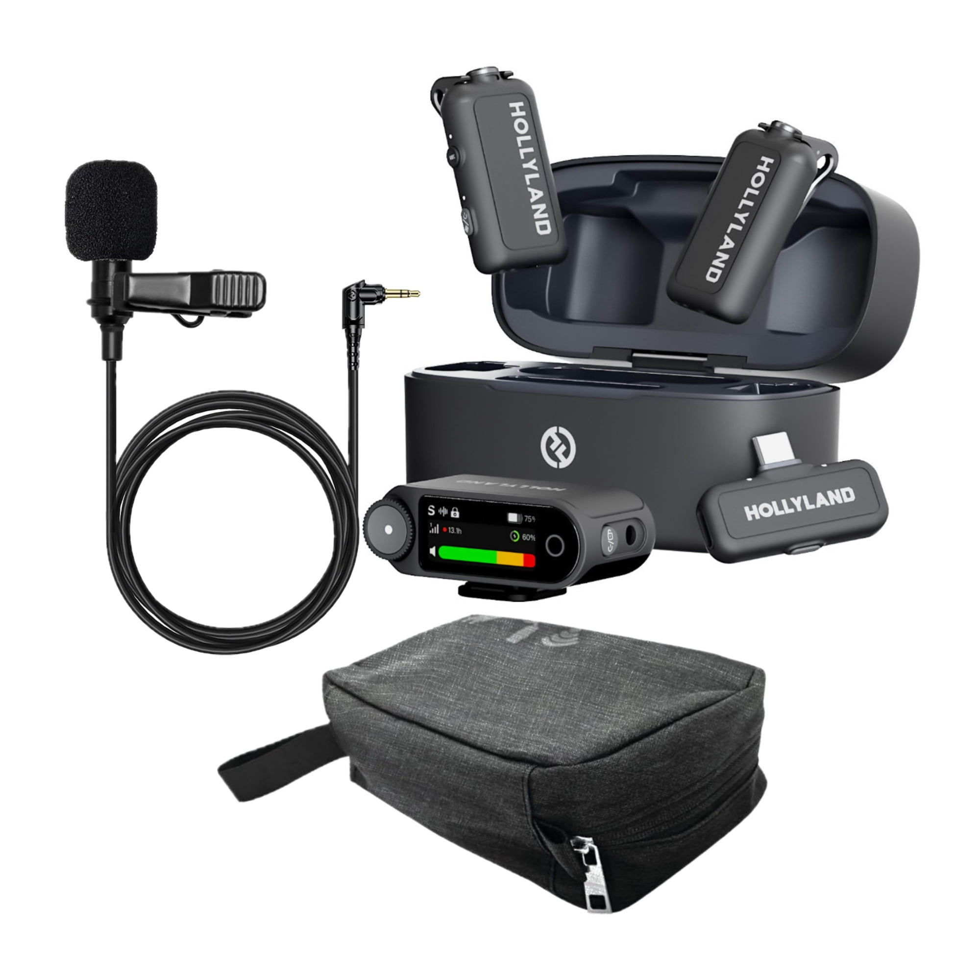 LARK MAX 2 Combo Wireless Microphone System (Space Gray) Bundle with Lavalier Microphone and Storage Travel Case (3 Items)
