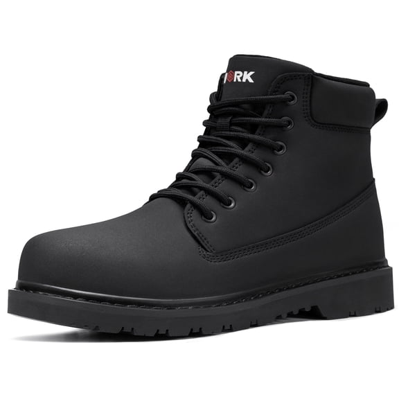 LARNMERN Men's Soft Toe Work Boots: Non-Slip Hiking Leather Comfortable Durable Outdoor Shoes