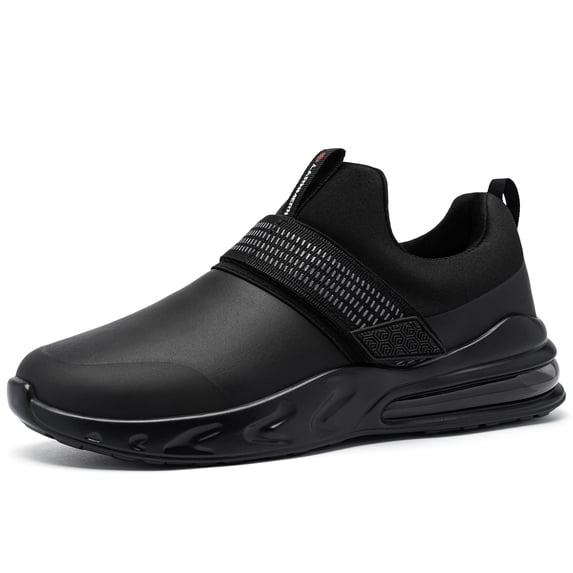 LARNMERN Non Slip Work Shoes for Men Kitchen Chef Slip Resistant Shoe Waterproof Food Service Restaurant Slip on Sneakers Walking and Casual Air Cushion Working Footwear Black