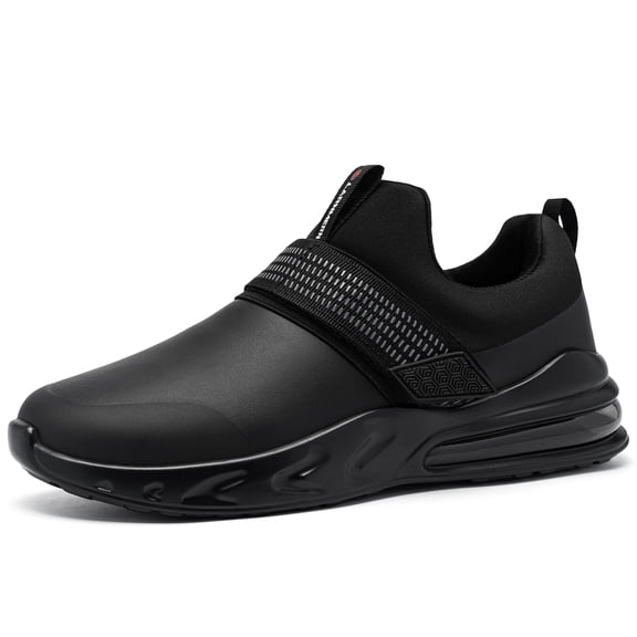 LARNMERN Non Slip Work Shoes for Men Kitchen Chef Slip Resistant Shoe Waterproof Food Service Restaurant Slip on Sneakers Walking and Casual Air Cushion Working Footwear Black