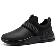 Larnmern Mens Shoes Arch Support Safety Shoes Walking Shoes, Ankle-High Medium Round Toe, Black, 11 US Men
