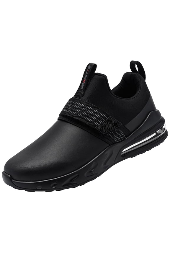 Non Slip Work Shoes for Men Kitchen Chef Slip Resistant Shoe Waterproof Food Service Restaurant Slip on Sneakers Walking and Casual Air Cushion Working Footwear Black