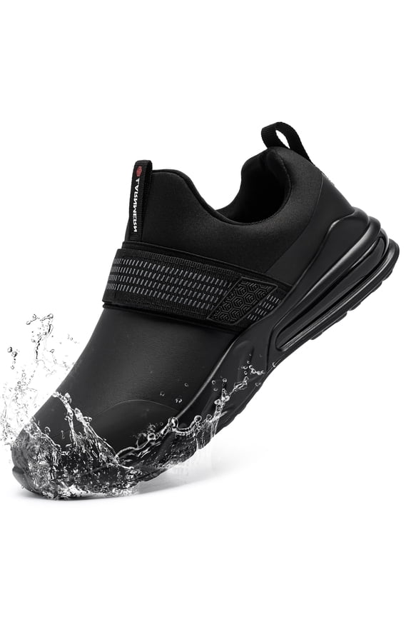 Non Slip Work Shoes for Women Kitchen Chef Slip Resistant Shoe Waterproof Food Service Restaurant Slip on Sneakers Walking and Casual Air Cushion Working Footwear Black