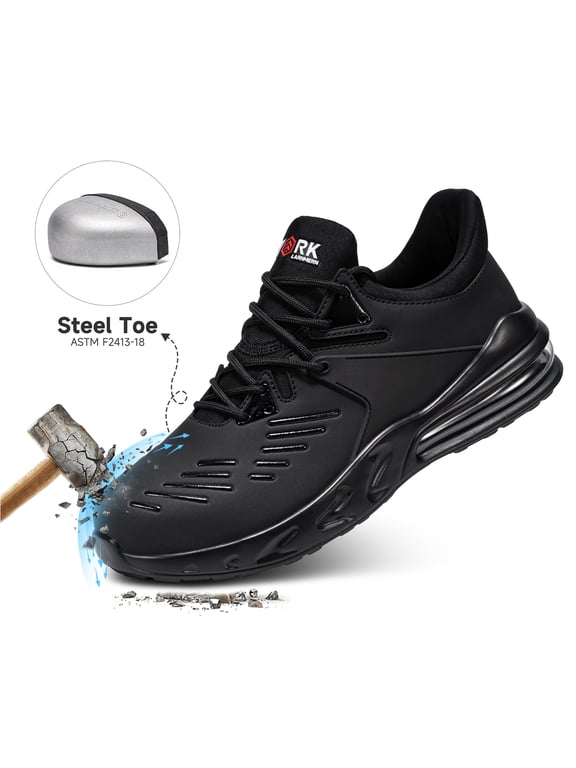 Men's Shoes Slip-Resistant Safety Shoes Walking Shoes, Ankle-High Round Toe Black, 10.5 US Men