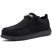 LARNMERN Steel Toe Shoes for Men Non-slip Loafer Shoe Comfortable Breathable Walking Sneakers