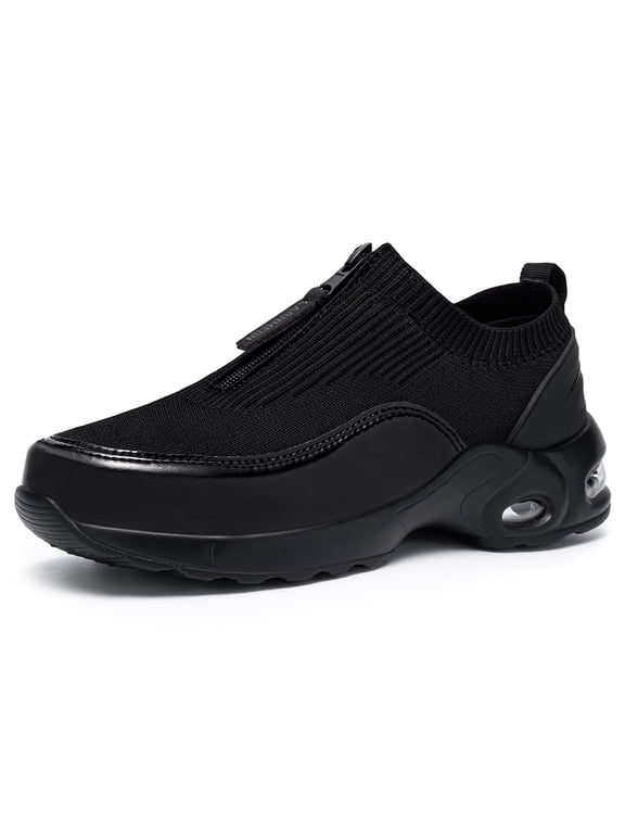 Women's Shoes Safety Toe Safety Shoes Flats, Medium Round Toe Black, 5.5 US Women