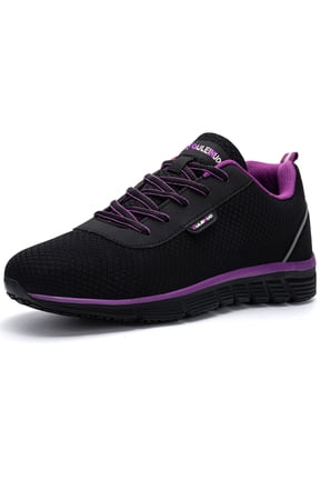 Women's Shoes Safety Toe Safety Shoes Lace-Ups, Medium Round Toe Purple, 8 US Women