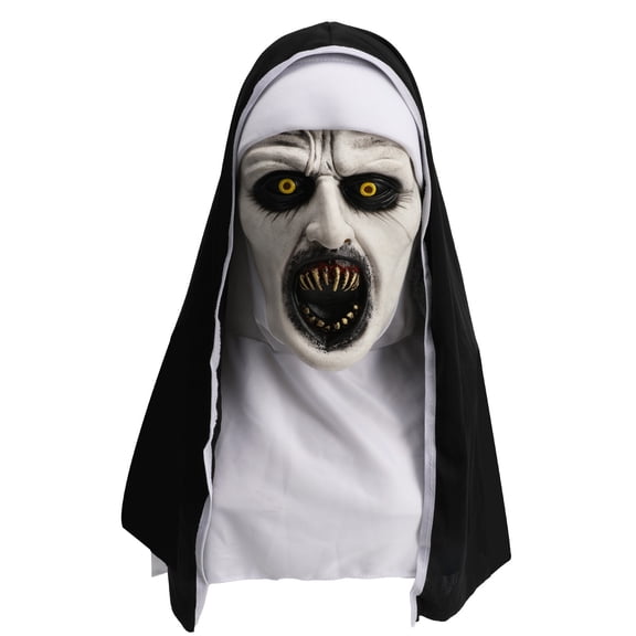 LARP Realistic Nun Mask,Scary Demon Head Mask for Halloween,Devil Nun Costume Mask