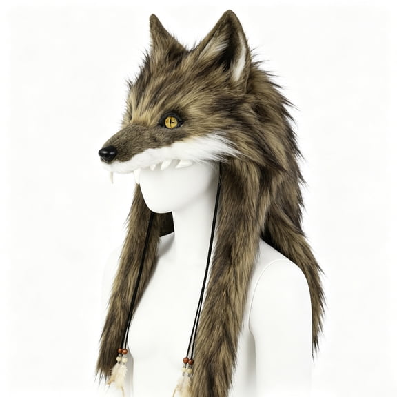 LARP Viking Wolf Mask with Teeth,Halloween Barbarian Werewolf Mask