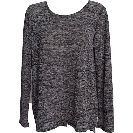 LARRY LEVINE Marled Split-Back Sweater Large