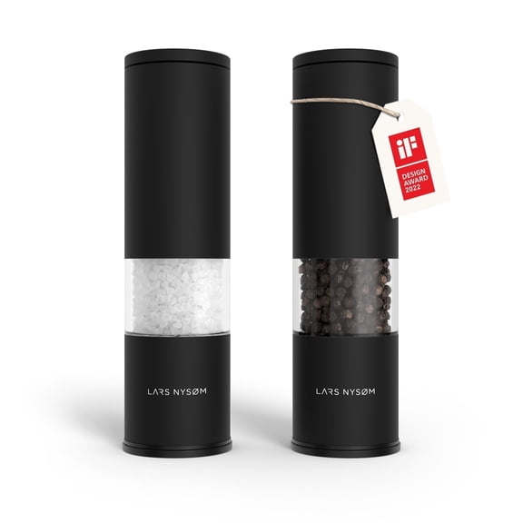 LARS NYSØM Salt and Pepper Grinder Set Manual with Adjustable Ceramic Grinder - Black Pepper Mill