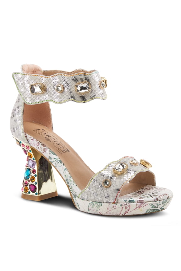 L'Artiste Jewell Women's Closed Back Crystal Embellished Leather Sandals