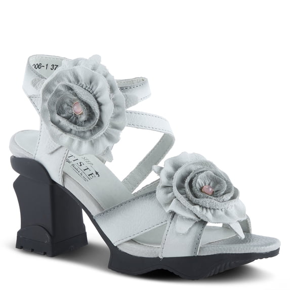 Spring Step L'Artiste Shelly – Women's Hand-Painted Floral Leather Platform Sandal with Adjustable Ankle Strap - Artistic Block Heel For Everyday Wear