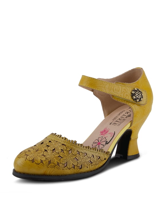 L'Artiste Visionary Pump Shoes for Women | French Inspired Hand Painted Leather D'Orsay High Heels for Women with Ankle Strap