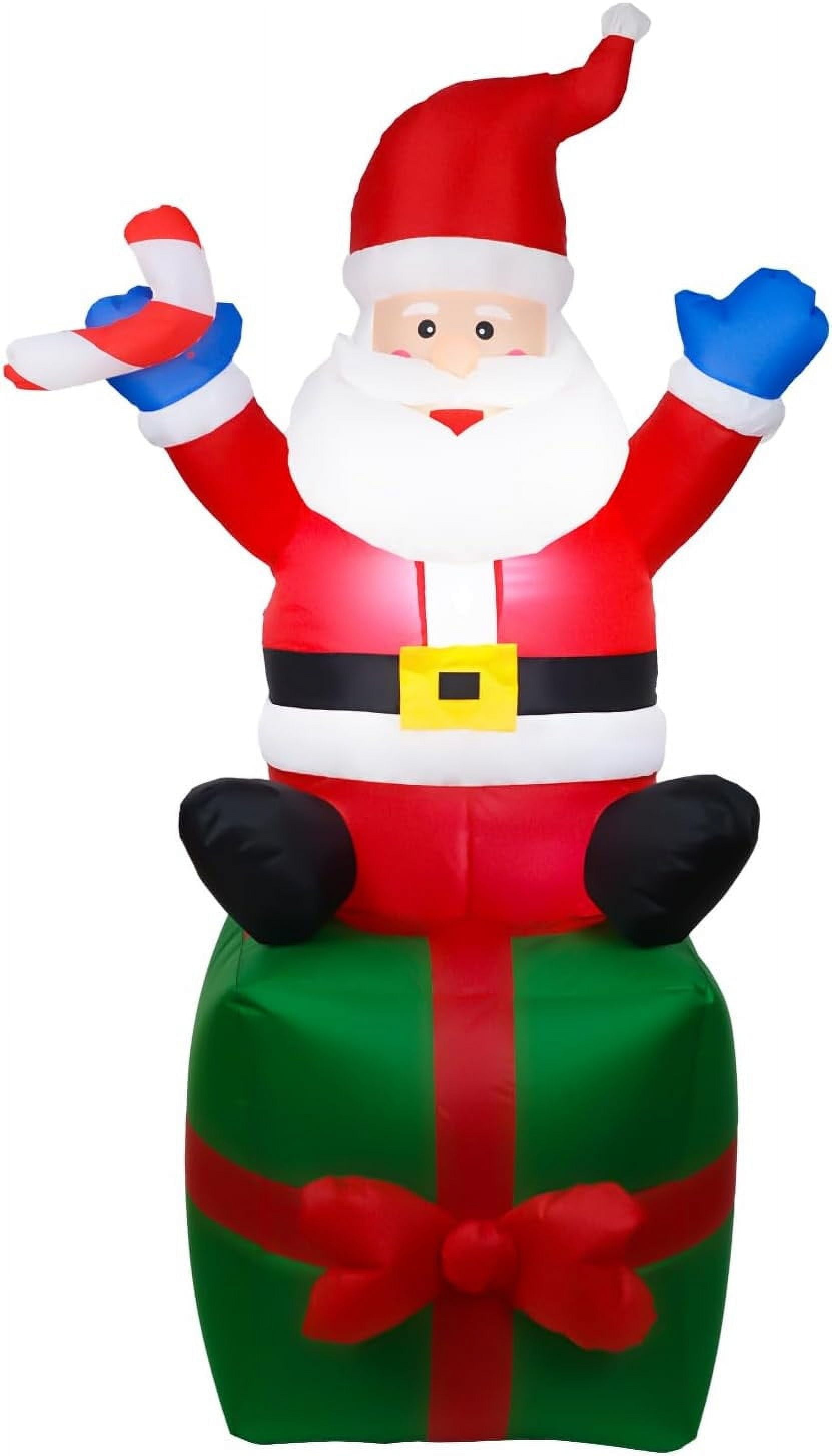 LARUYEKO 6 FT Christmas Inflatable Decorations Santa Sitting On with ...